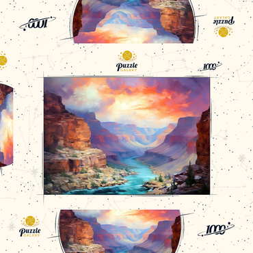 Darstellung des Puzzle Motivs Grand Canyon Sunset Over Colorado River 1000 Puzzle Schachtel 3D Modell