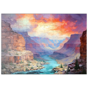 Darstellung des Puzzle Motivs puzzleplate Grand Canyon Sunset Over Colorado River 100 Puzzle