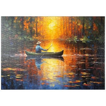 Darstellung des Puzzle Motivs puzzleplate Sunlit Canoe Ride on a Serene Lake 1000 Puzzle