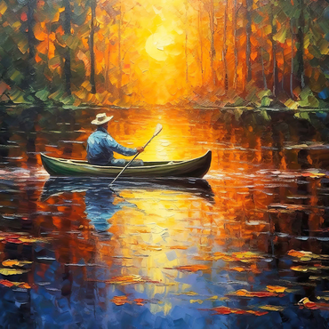 Darstellung des Puzzle Motivs Sunlit Canoe Ride on a Serene Lake 1000 Puzzle 3D Modell