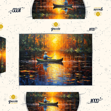 Darstellung des Puzzle Motivs Sunlit Canoe Ride on a Serene Lake 1000 Puzzle Schachtel 3D Modell