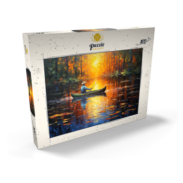 Darstellung des Puzzle Motivs Sunlit Canoe Ride on a Serene Lake 100 Puzzle Schachtel Ansicht2