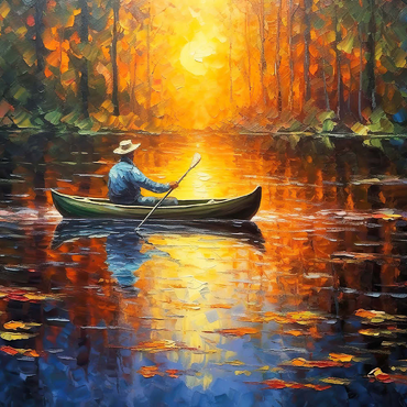 Darstellung des Puzzle Motivs Sunlit Canoe Ride on a Serene Lake 200 Puzzle 3D Modell
