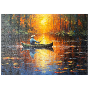 Darstellung des Puzzle Motivs puzzleplate Sunlit Canoe Ride on a Serene Lake 500 Puzzle