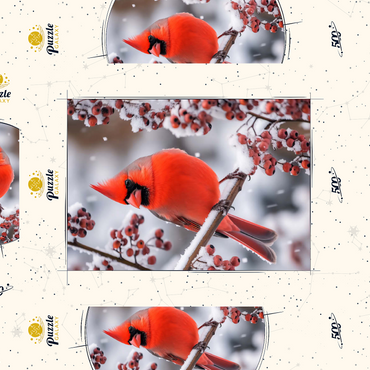 Darstellung des Puzzle Motivs Northern Cardinal on Snowy Branch 500 Puzzle Schachtel 3D Modell