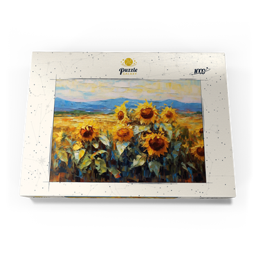 Darstellung des Puzzle Motivs Golden Sunflowers in Summer Fields 1000 Puzzle Schachtel Ansicht3
