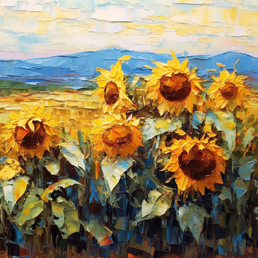Darstellung des Puzzle Motivs Golden Sunflowers in Summer Fields 1000 Puzzle 3D Modell