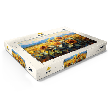 Darstellung des Puzzle Motivs Golden Sunflowers in Summer Fields 200 Puzzle Schachtel Ansicht1