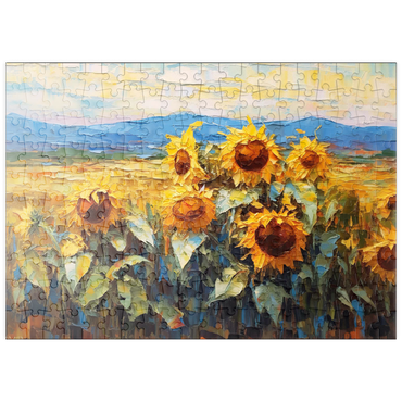 Darstellung des Puzzle Motivs puzzleplate Golden Sunflowers in Summer Fields 200 Puzzle