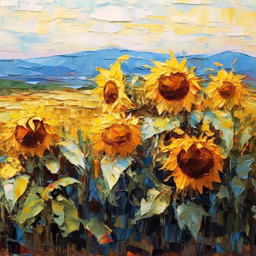 Darstellung des Puzzle Motivs Golden Sunflowers in Summer Fields 200 Puzzle 3D Modell