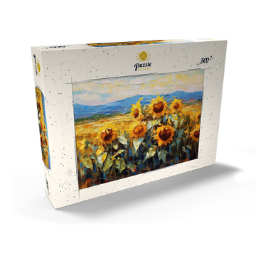 Darstellung des Puzzle Motivs Golden Sunflowers in Summer Fields 500 Puzzle Schachtel Ansicht2
