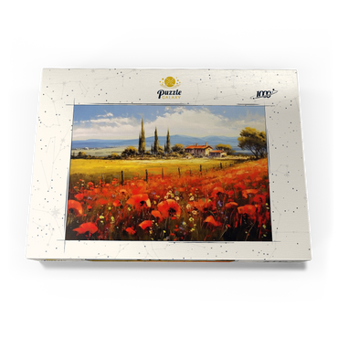 Darstellung des Puzzle Motivs Poppy Fields in Tuscan Countryside 1000 Puzzle Schachtel Ansicht3