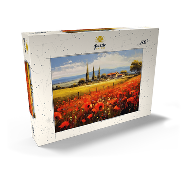 Darstellung des Puzzle Motivs Poppy Fields in Tuscan Countryside 500 Puzzle Schachtel Ansicht2