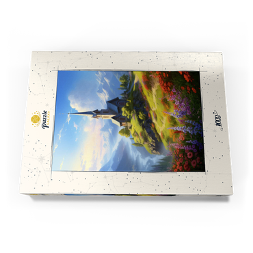 Darstellung des Puzzle Motivs Hilltop Chapel with Mountain Views 1000 Puzzle Schachtel Ansicht3