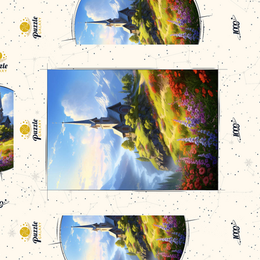 Darstellung des Puzzle Motivs Hilltop Chapel with Mountain Views 1000 Puzzle Schachtel 3D Modell