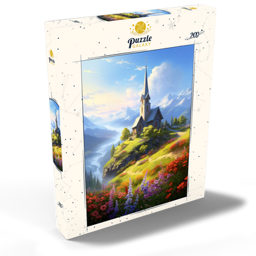 Darstellung des Puzzle Motivs Hilltop Chapel with Mountain Views 200 Puzzle Schachtel Ansicht2