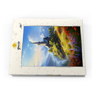 Darstellung des Puzzle Motivs Hilltop Chapel with Mountain Views 200 Puzzle Schachtel Ansicht3