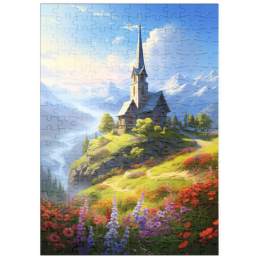 Darstellung des Puzzle Motivs puzzleplate Hilltop Chapel with Mountain Views 200 Puzzle