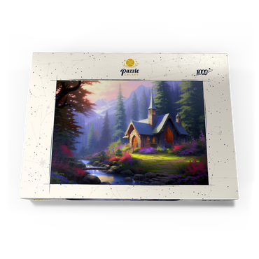 Darstellung des Puzzle Motivs Stone Chapel in Tranquil Forest Clearing 1000 Puzzle Schachtel Ansicht3