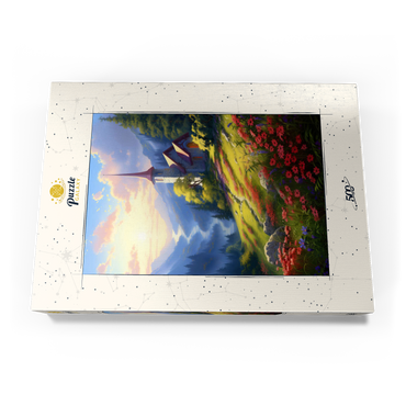 Darstellung des Puzzle Motivs Mountain Chapel with Vibrant Meadow 500 Puzzle Schachtel Ansicht3