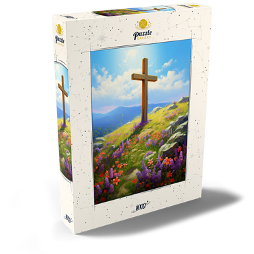 Darstellung des Puzzle Motivs Hilltop Cross with Wildflower Bloom 1000 Puzzle Schachtel Ansicht2