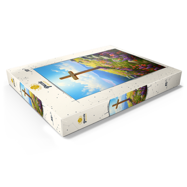 Darstellung des Puzzle Motivs Hilltop Cross with Wildflower Bloom 100 Puzzle Schachtel Ansicht1