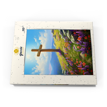 Darstellung des Puzzle Motivs Hilltop Cross with Wildflower Bloom 200 Puzzle Schachtel Ansicht3