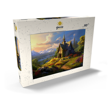 Darstellung des Puzzle Motivs Charming Stone Chapel in Mountain Valley 500 Puzzle Schachtel Ansicht2