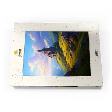 Darstellung des Puzzle Motivs Mountain Chapel with Winding River View 1000 Puzzle Schachtel Ansicht3