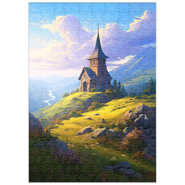 Darstellung des Puzzle Motivs puzzleplate Mountain Chapel with Winding River View 200 Puzzle