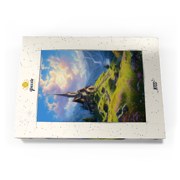 Darstellung des Puzzle Motivs Chapel on a Sunlit Mountain 1000 Puzzle Schachtel Ansicht3