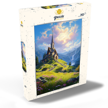 Darstellung des Puzzle Motivs Chapel on a Sunlit Mountain 200 Puzzle Schachtel Ansicht2