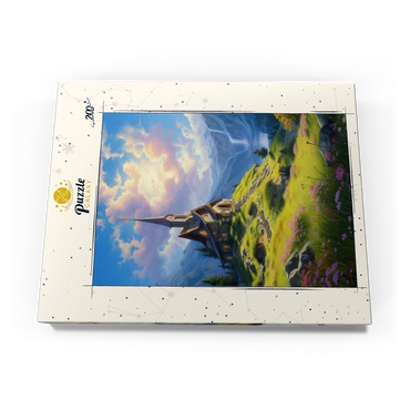 Darstellung des Puzzle Motivs Chapel on a Sunlit Mountain 200 Puzzle Schachtel Ansicht3