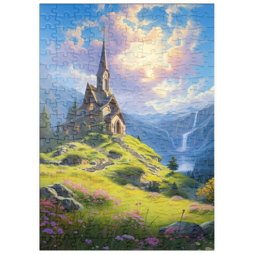 Darstellung des Puzzle Motivs puzzleplate Chapel on a Sunlit Mountain 200 Puzzle