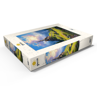Darstellung des Puzzle Motivs Chapel on a Sunlit Mountain 500 Puzzle Schachtel Ansicht1