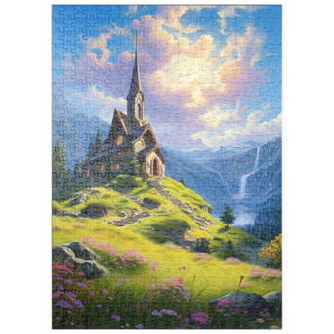 Darstellung des Puzzle Motivs puzzleplate Chapel on a Sunlit Mountain 500 Puzzle