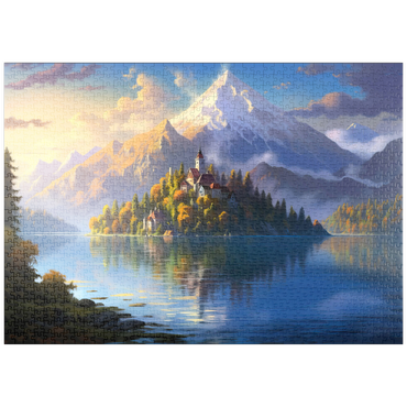 Darstellung des Puzzle Motivs puzzleplate Lake Bled Island and Alpine Peaks 1000 Puzzle