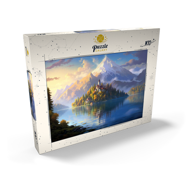 Darstellung des Puzzle Motivs Lake Bled Island and Alpine Peaks 100 Puzzle Schachtel Ansicht2