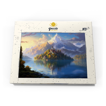 Darstellung des Puzzle Motivs Lake Bled Island and Alpine Peaks 100 Puzzle Schachtel Ansicht3