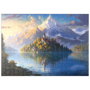 Darstellung des Puzzle Motivs puzzleplate Lake Bled Island and Alpine Peaks 200 Puzzle