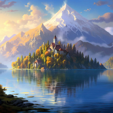 Darstellung des Puzzle Motivs Lake Bled Island and Alpine Peaks 200 Puzzle 3D Modell