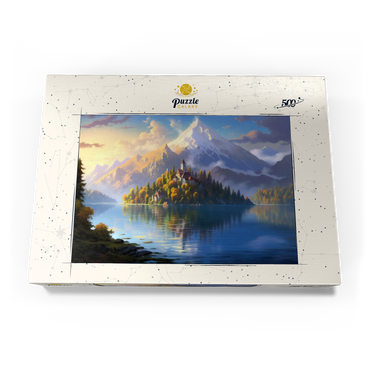 Darstellung des Puzzle Motivs Lake Bled Island and Alpine Peaks 500 Puzzle Schachtel Ansicht3