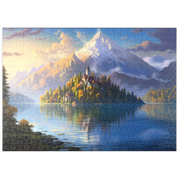 Darstellung des Puzzle Motivs puzzleplate Lake Bled Island and Alpine Peaks 500 Puzzle