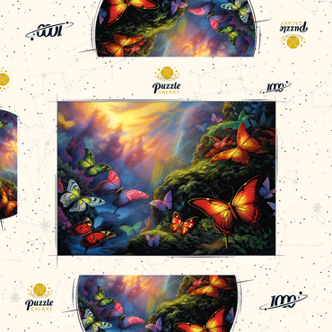 Darstellung des Puzzle Motivs Colorful Butterflies in Enchanted Forest 1000 Puzzle Schachtel 3D Modell