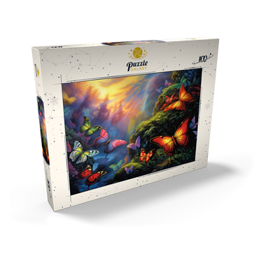 Darstellung des Puzzle Motivs Colorful Butterflies in Enchanted Forest 100 Puzzle Schachtel Ansicht2