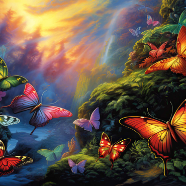 Darstellung des Puzzle Motivs Colorful Butterflies in Enchanted Forest 100 Puzzle 3D Modell