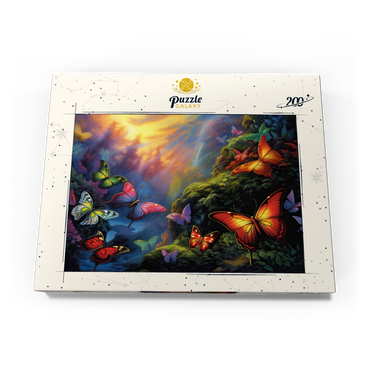 Darstellung des Puzzle Motivs Colorful Butterflies in Enchanted Forest 200 Puzzle Schachtel Ansicht3