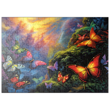 Darstellung des Puzzle Motivs puzzleplate Colorful Butterflies in Enchanted Forest 200 Puzzle