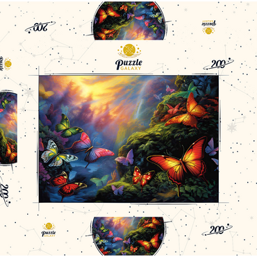 Darstellung des Puzzle Motivs Colorful Butterflies in Enchanted Forest 200 Puzzle Schachtel 3D Modell