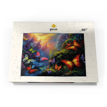 Darstellung des Puzzle Motivs Colorful Butterflies in Enchanted Forest 500 Puzzle Schachtel Ansicht3